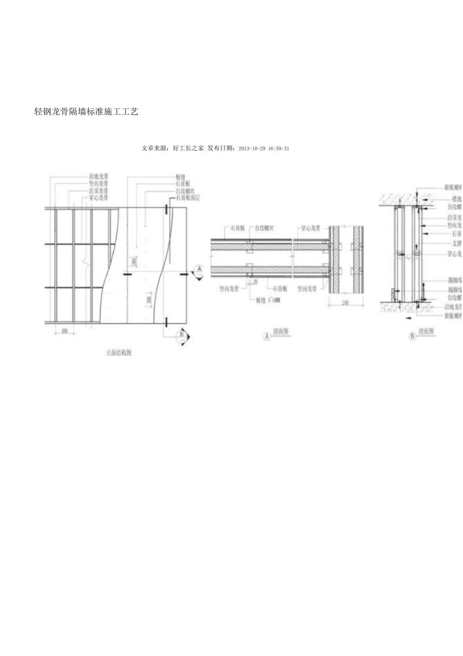 轻钢龙骨隔墙做法详图