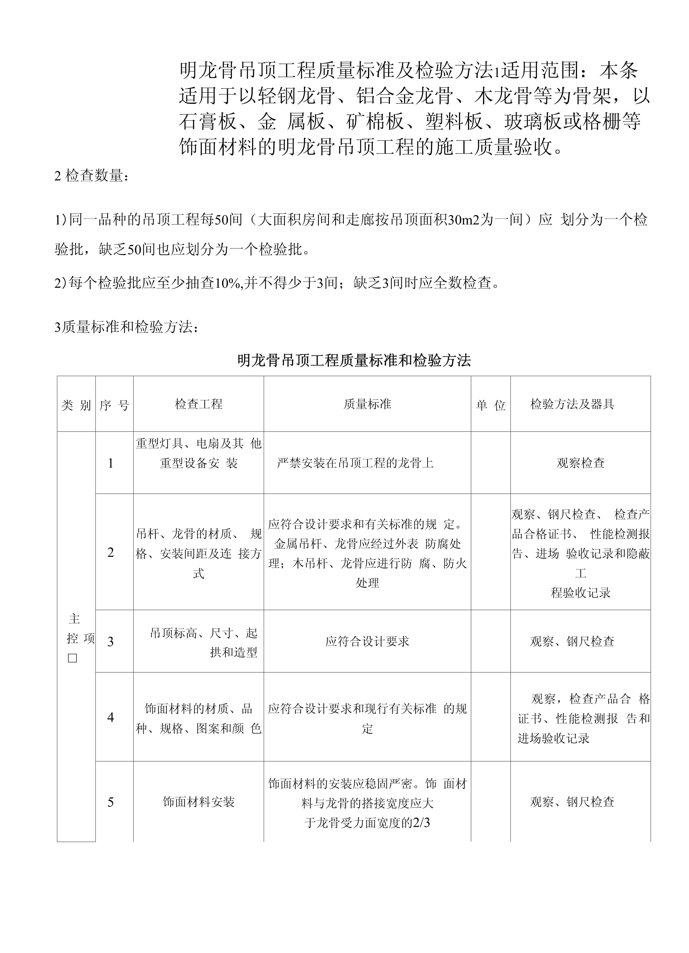 轻钢龙骨施工验收规范