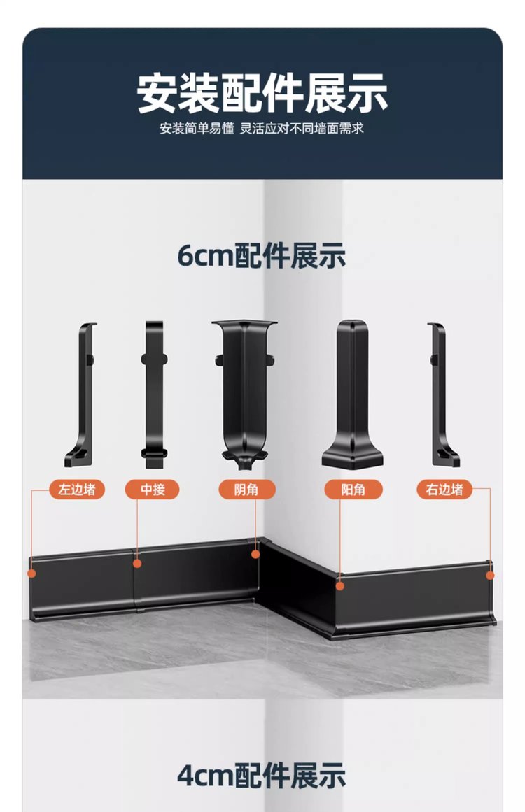 不锈钢和铝合金踢脚线