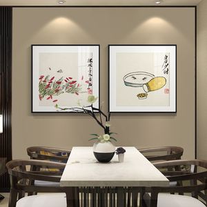 新中式餐厅壁画效果图大全集图片