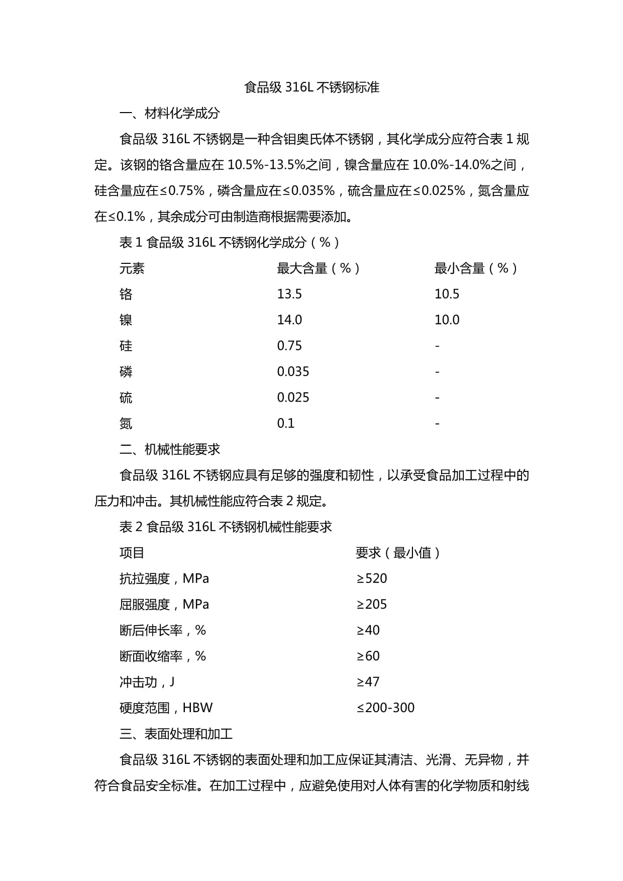 最好的食品级不锈钢是什么型号的