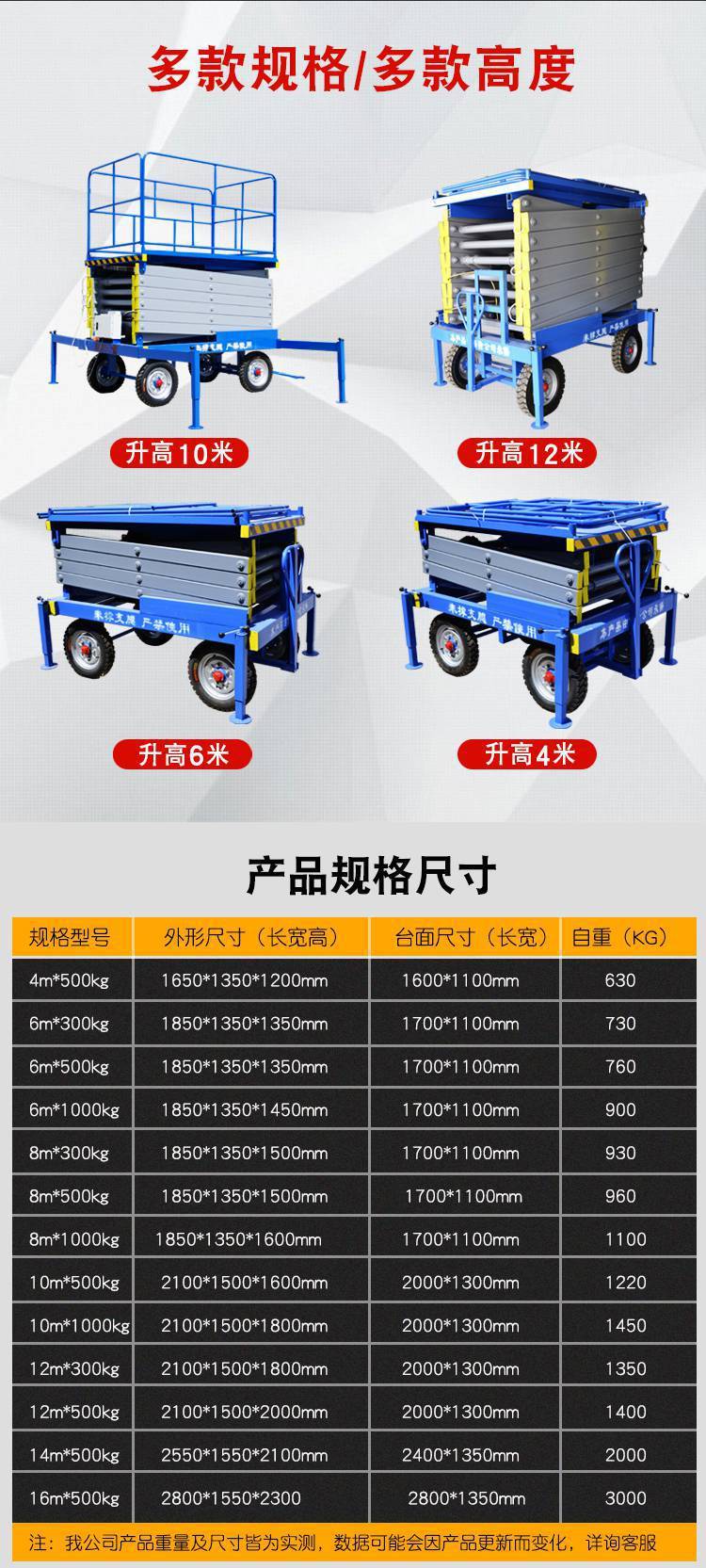 汽车修理升降机设备尺寸图