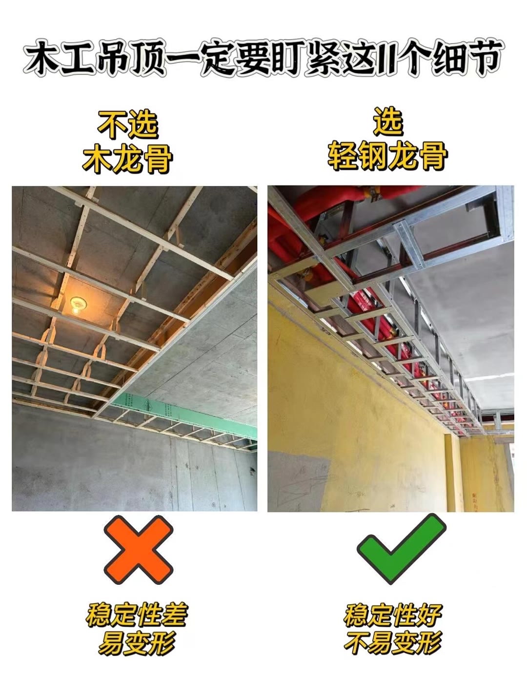 轻钢龙骨与木条吊顶哪个好些