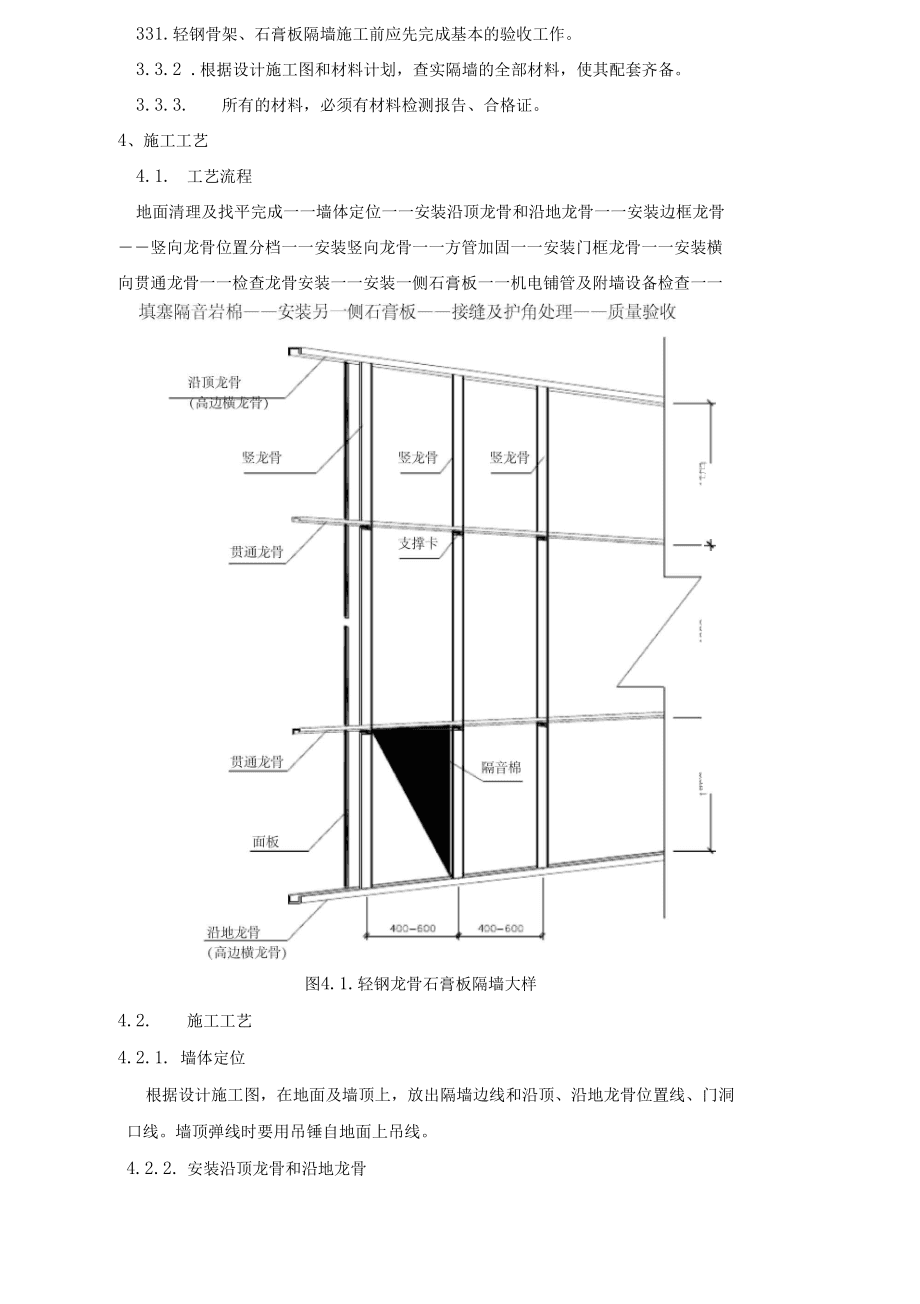 2025轻钢龙骨石膏板隔墙做法流程