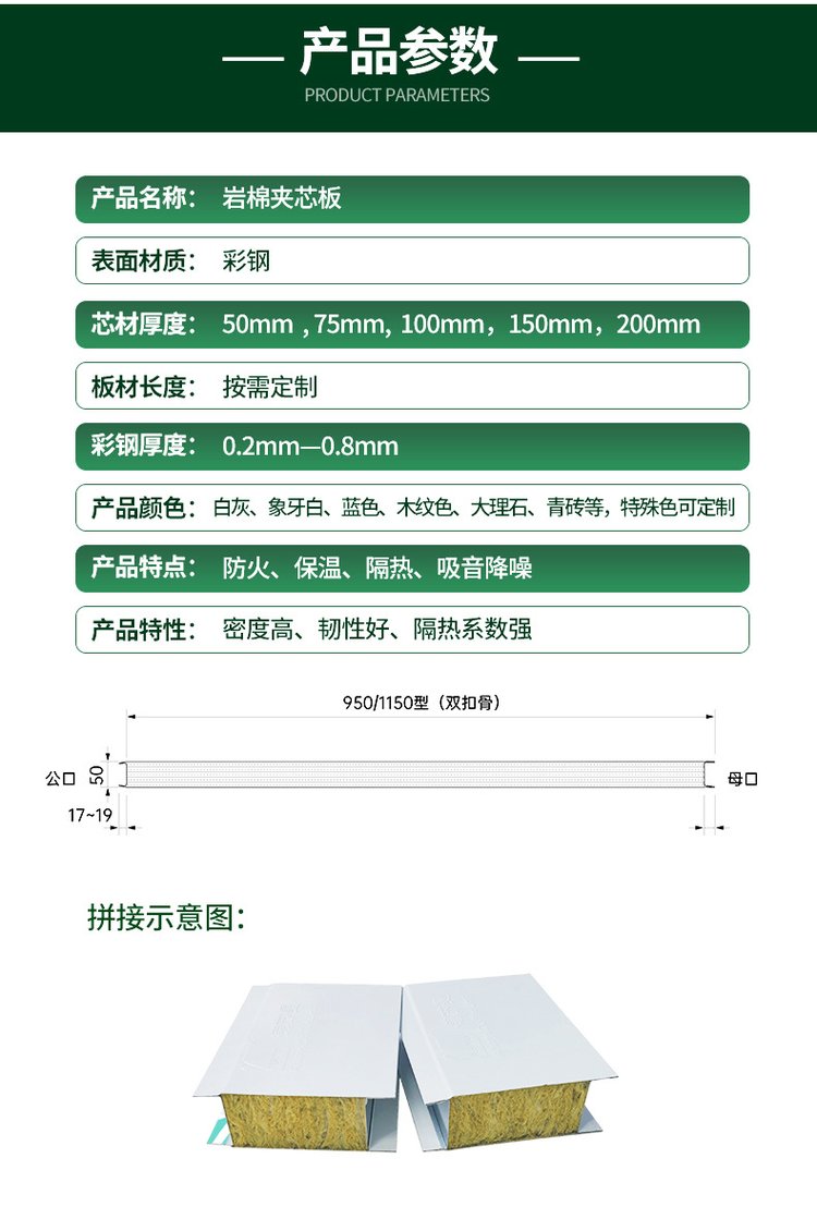 75厚岩棉夹芯彩钢板价格每平米,75厚岩棉夹芯彩钢板价格每平米