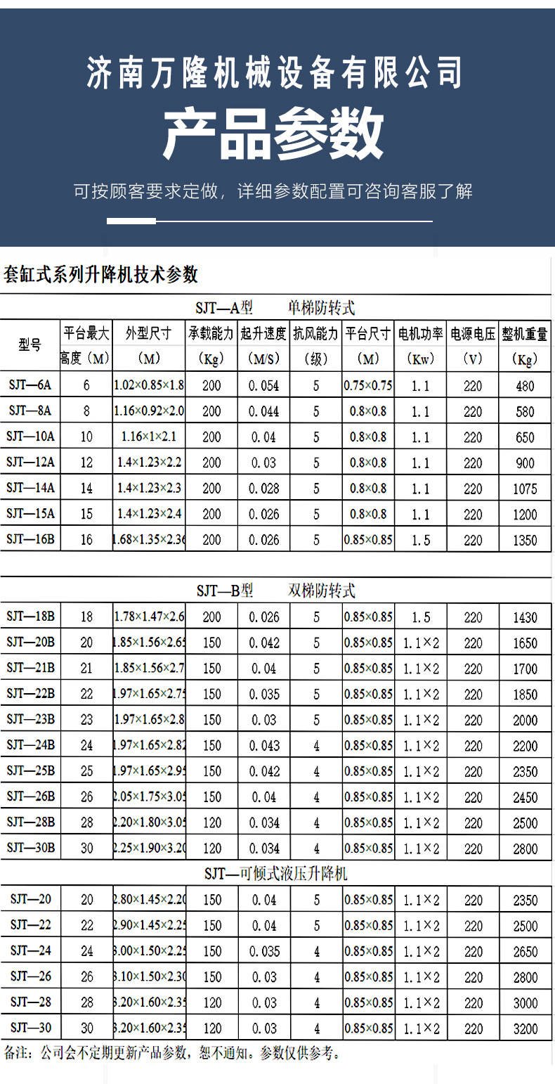 小型电动滑轮升降机价格表