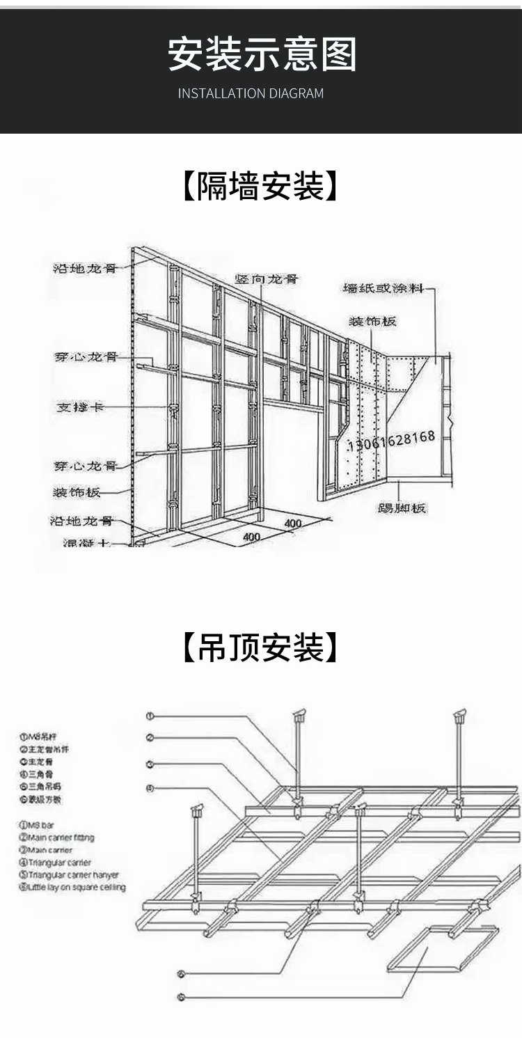 吊顶轻钢龙骨型号规格图片