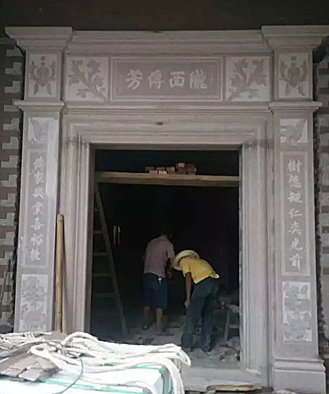 现场实拍各种石材门套装饰图