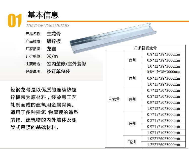 轻钢龙骨型号大全图解及价格